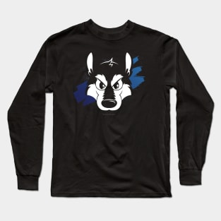 Toon wolf face (blue) Long Sleeve T-Shirt